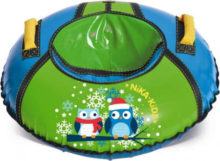Ватрушка зимняя тюбинг детский 95 см (Цвет Совушки Голубой/Зелёный)
