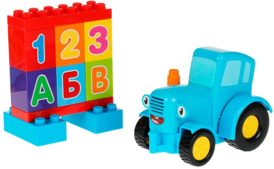 ГОРОД МАСТЕРОВ 10008-GK Конструктор СИНИЙ ТРАКТОР серия БОЛЬШИЕ КУБИКИ 14 деталей от магазина ДЕТКИ