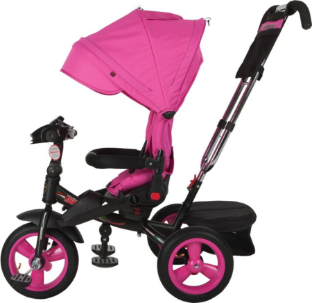 Велосипед детский трёхколёсный SUPER FORMULA 3 12"/10" надувные колёса с ручкой (Артикул: SFA3P, Цвет: Розовый)