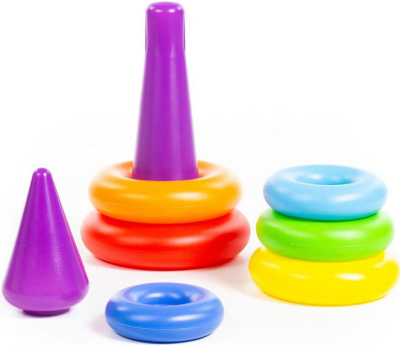 ПОЛЕСЬЕ 62376 Пирамидка КОЛЕЧКО-КОНУС 28 см 8 элементов от магазина ДЕТКИ