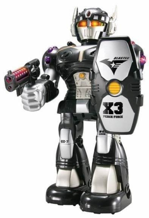 HAPPY KID 3570T Робот трансформер MIGHTY WARRIOR Черный со звуком и светом в коробке от магазина ДЕТКИ