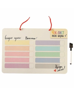 ДЕСЯТОЕ КОРОЛЕВСТВО 83212 Доска маркерная ЧЕК-ЛИСТ 340 мм x 240 мм верёвочка, маркер со стирателем от магазина ДЕТКИ