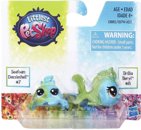 LITTLEST PET SHOP C0794 (C0802) Набор фигурок SEAFOAM DAZZLESHELL & BRILLIA BERYL на блистере от магазина ДЕТКИ