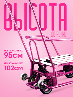 Санки детские зимние с колесами и ручкой тимка 5 (Артикул: Т5У/ВФ, Цвет: Вересково-фиолетовый)