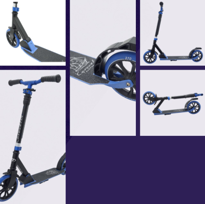 Самокат складной CARAVEL 210 2020 колёса 200 мм до 100 кг ABEC 7 тормоз-крыло (Артикул: 090024_BK/BL, Цвет: Чёрный/Синий)