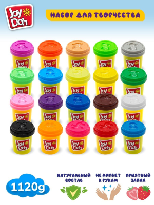JOY-DOH POT-20/056 kit Масса для лепки СУПЕР НАБОР С ФОРМАМИ 20 цветов, 12 формочек от магазина ДЕТКИ