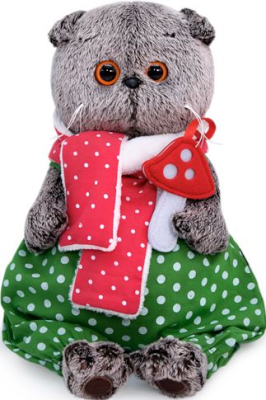 BUDI BASA OKs22-122 Комплект одежды для кота Басика 22 см Зелёные штаны в горошек и тёплый шарф от магазина ДЕТКИ