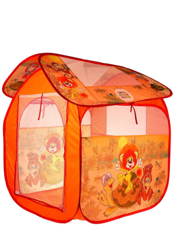 ИГРАЕМ ВМЕСТЕ GFA-LT-R Палатка детская игровая Львенок и черепаха домик шатер 105 х 83 см Цвет Оранжевый от магазина ДЕТКИ