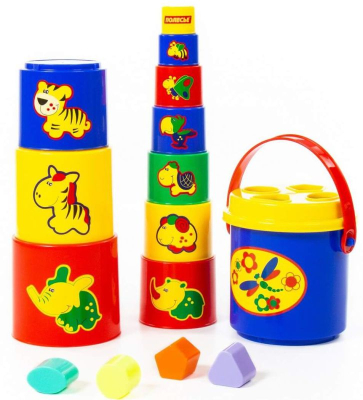 ПОЛЕСЬЕ 52605 Занимательная пирамидка №3 16 элементов в сетке от магазина ДЕТКИ