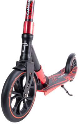 Самокат складной COMFORT 230R 2022 колёса 230 мм/ 200 мм ABEC 9 до 50 кг тормоз-крыло (Артикул: 566006, Цвет: Чёрный/Красный)