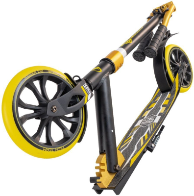Самокат складной JOGGER 210 колёса 210 мм/180 мм ABEC 7 до 50 кг тормоз-крыло (Артикул: 113892, Цвет: Чёрный/Жёлтый)