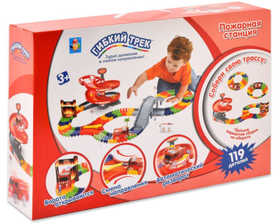 1TOY Т59308 Трек гибкий ПОЖАРНАЯ СТАНЦИЯ 119 деталей от магазина ДЕТКИ